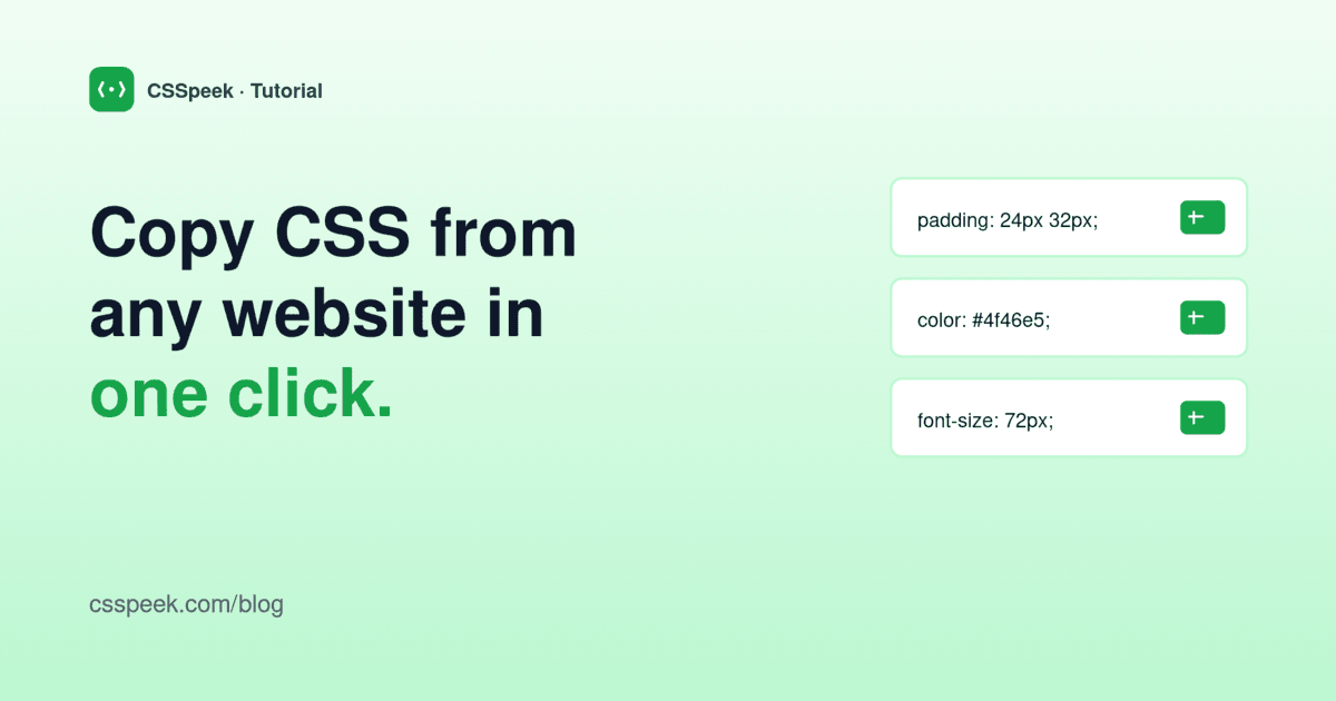A cursor hovering over a CSS value, copying it to clipboard