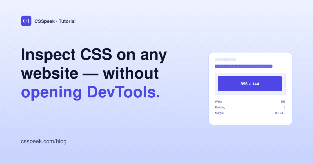 CSSpeek panel showing computed CSS properties for a selected heading