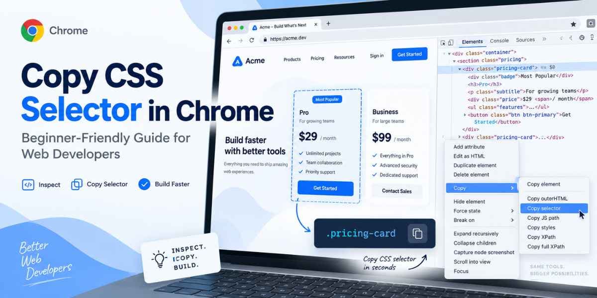 Copy CSS Selector in Chrome Easy Developer Guide